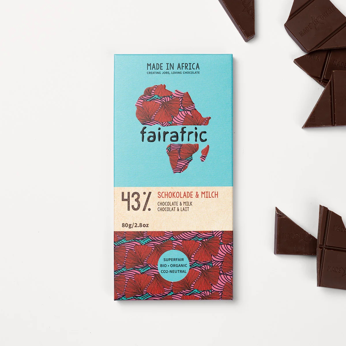 Bio fairtrade 43% Kakao - Milch Schokolade